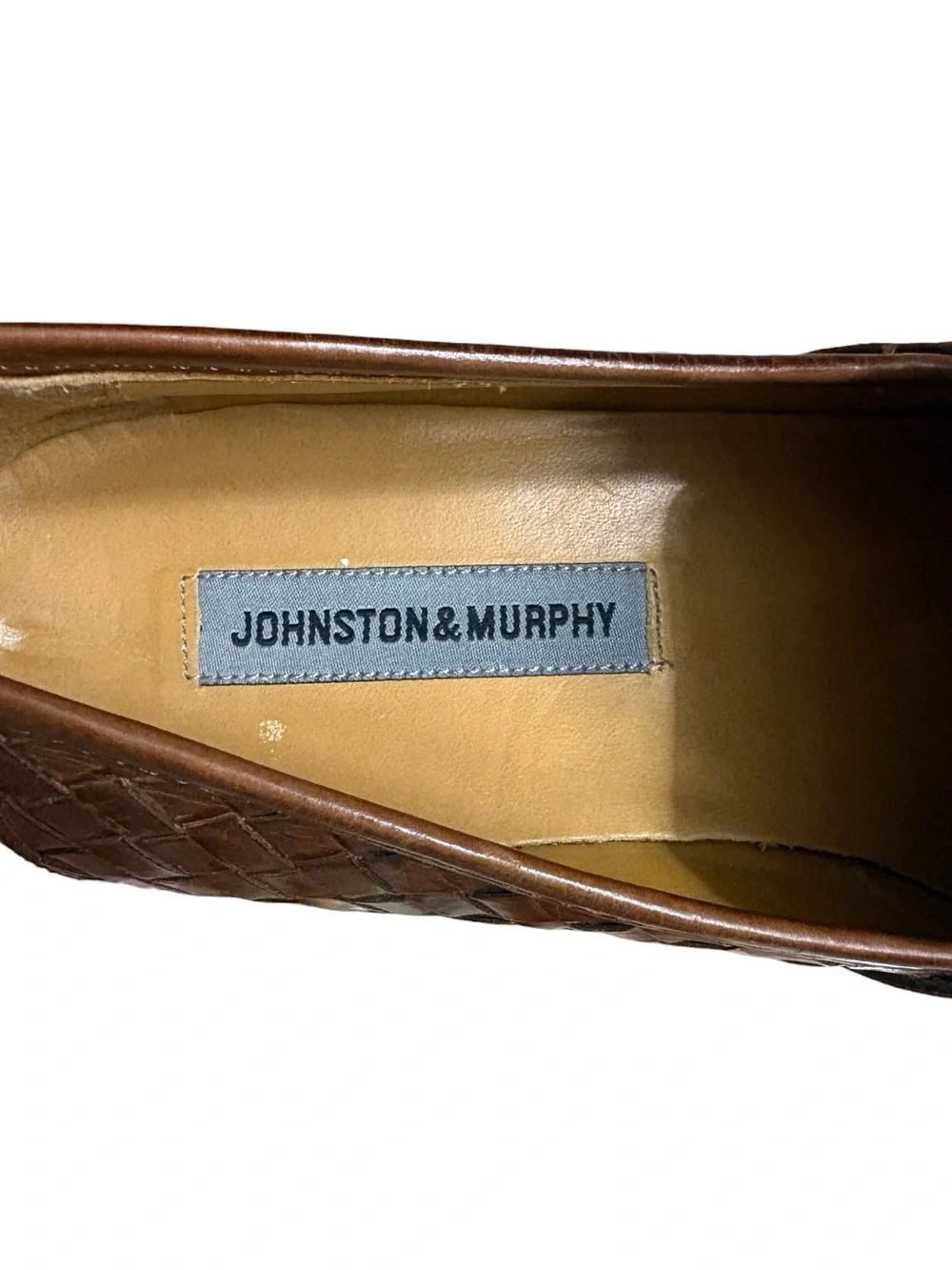 JOHNSTON & MURPHY Domani Leather Woven Slip-On Tassel Loafers Size 11